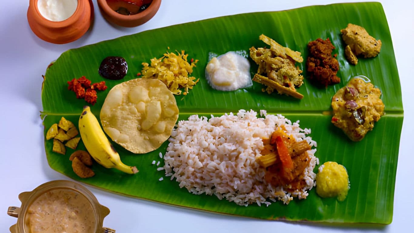 Traditional South Indian Banana Leaf Meal