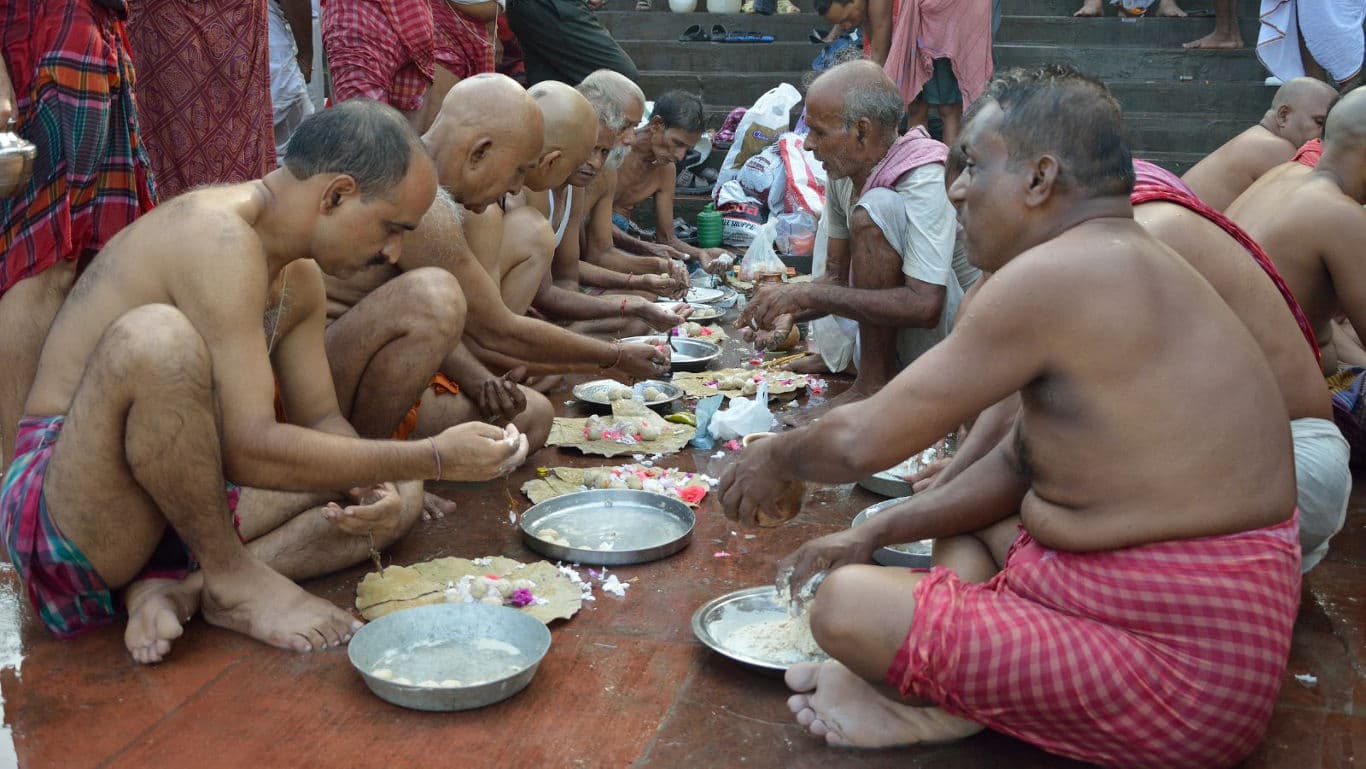 Traditional communal meal with rituals