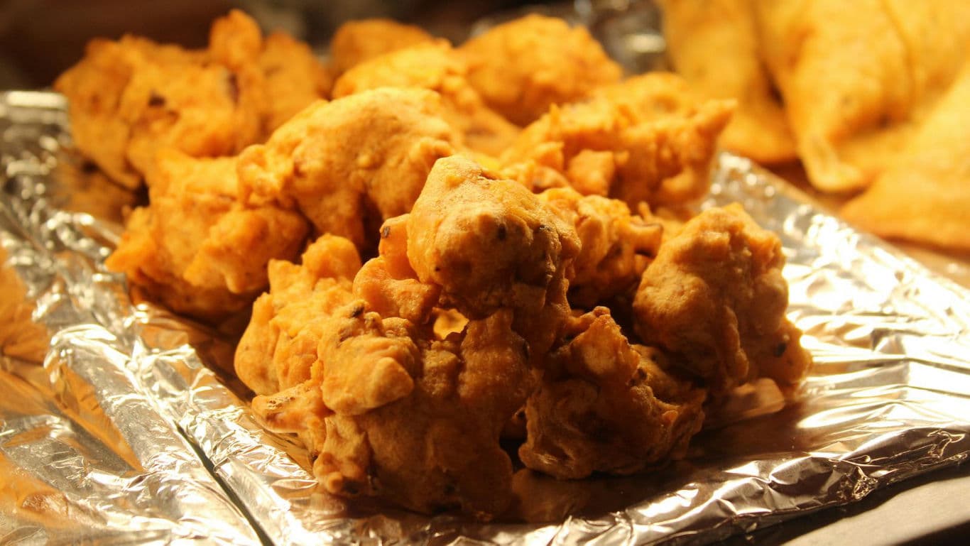 Golden Fried Snacks on Foil Tray