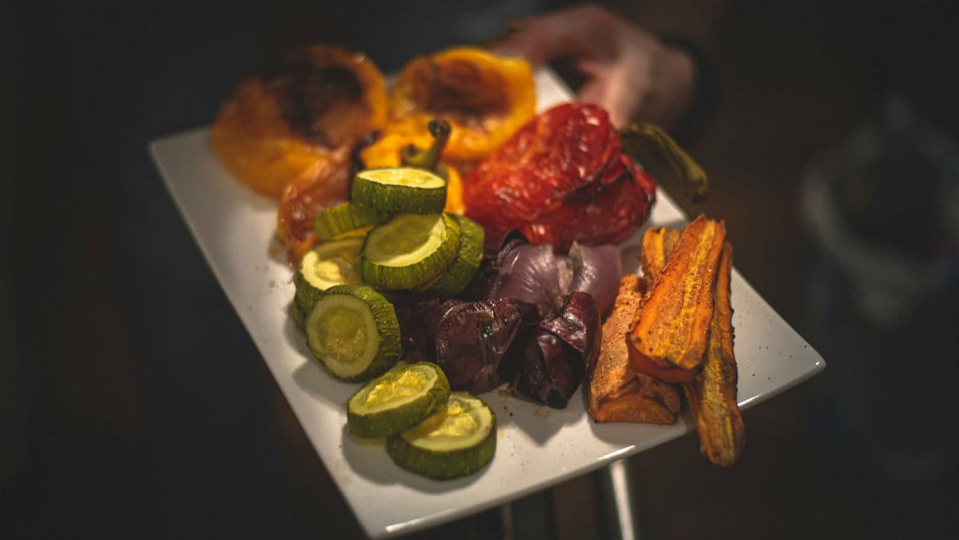 Assorted Roasted Vegetables on White Plate