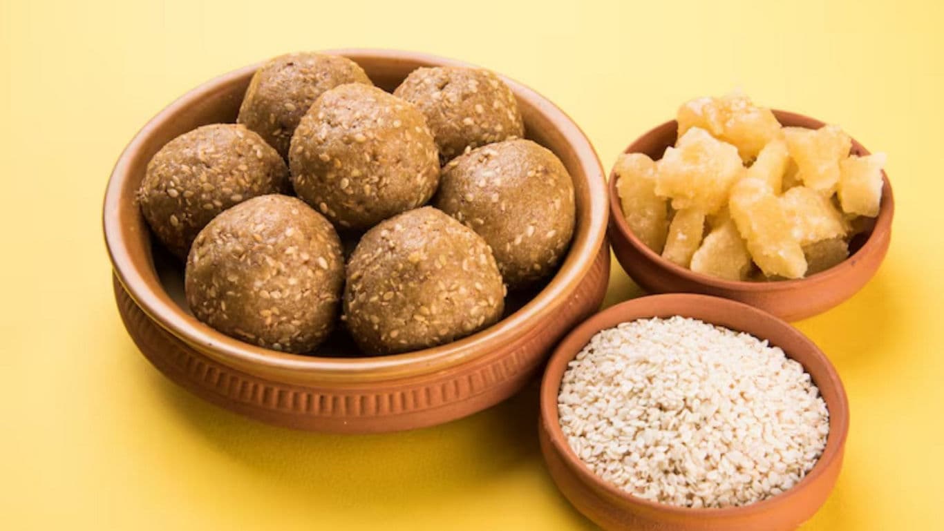 Traditional Indian sweets with sesame and jaggery