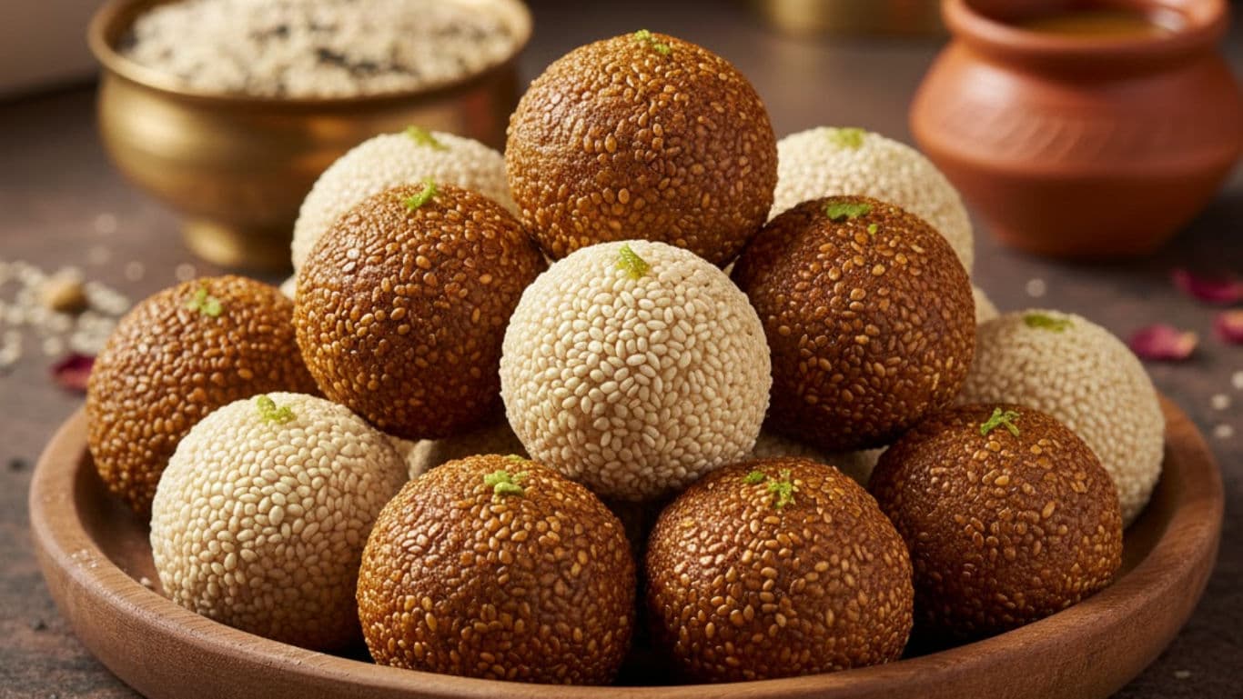 Til Ladoo made with jaggery and toasted sesame seeds