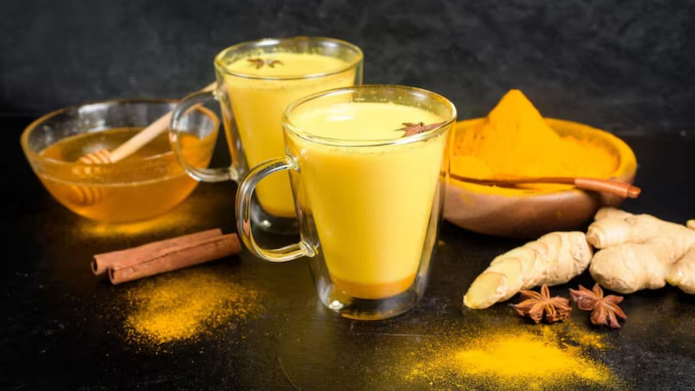 Turmeric latte with honey and spices