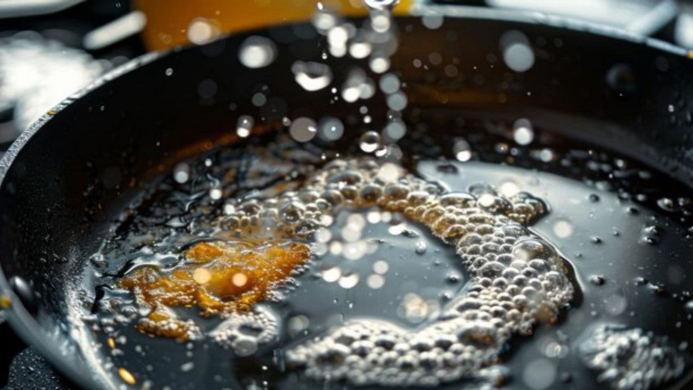 Close-up of frying food in hot oil
