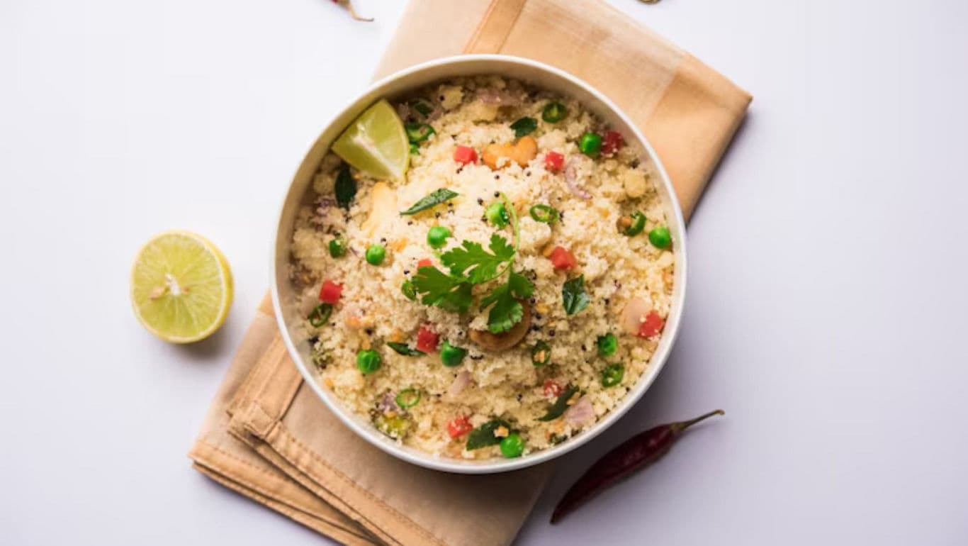 Bowl of colorful vegetable couscous