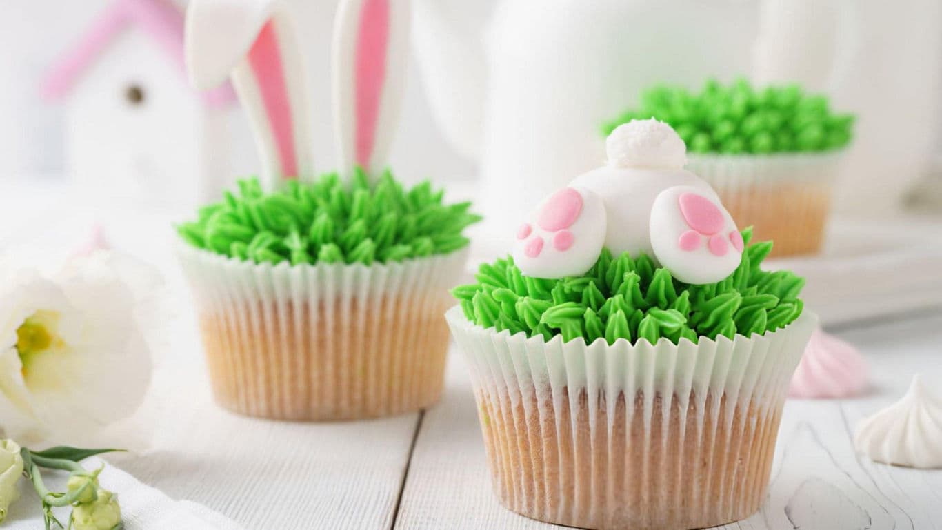 Easter Bunny Cupcakes with Grass Frosting