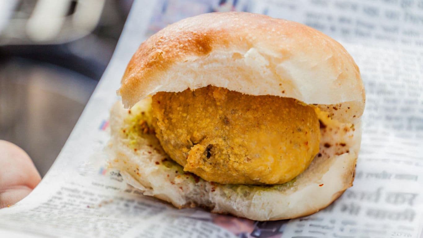 Indian street food: Vada Pav on newspaper