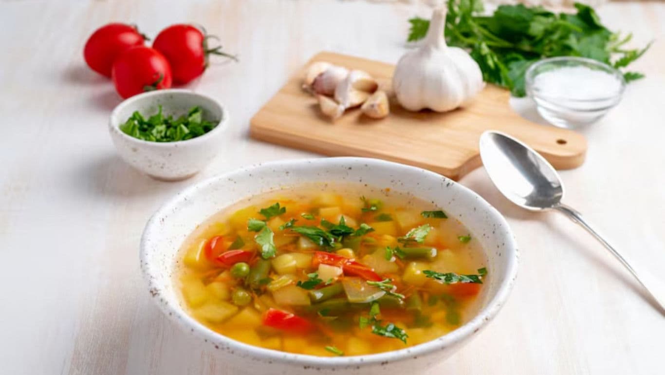 Vegetable soup with fresh ingredients