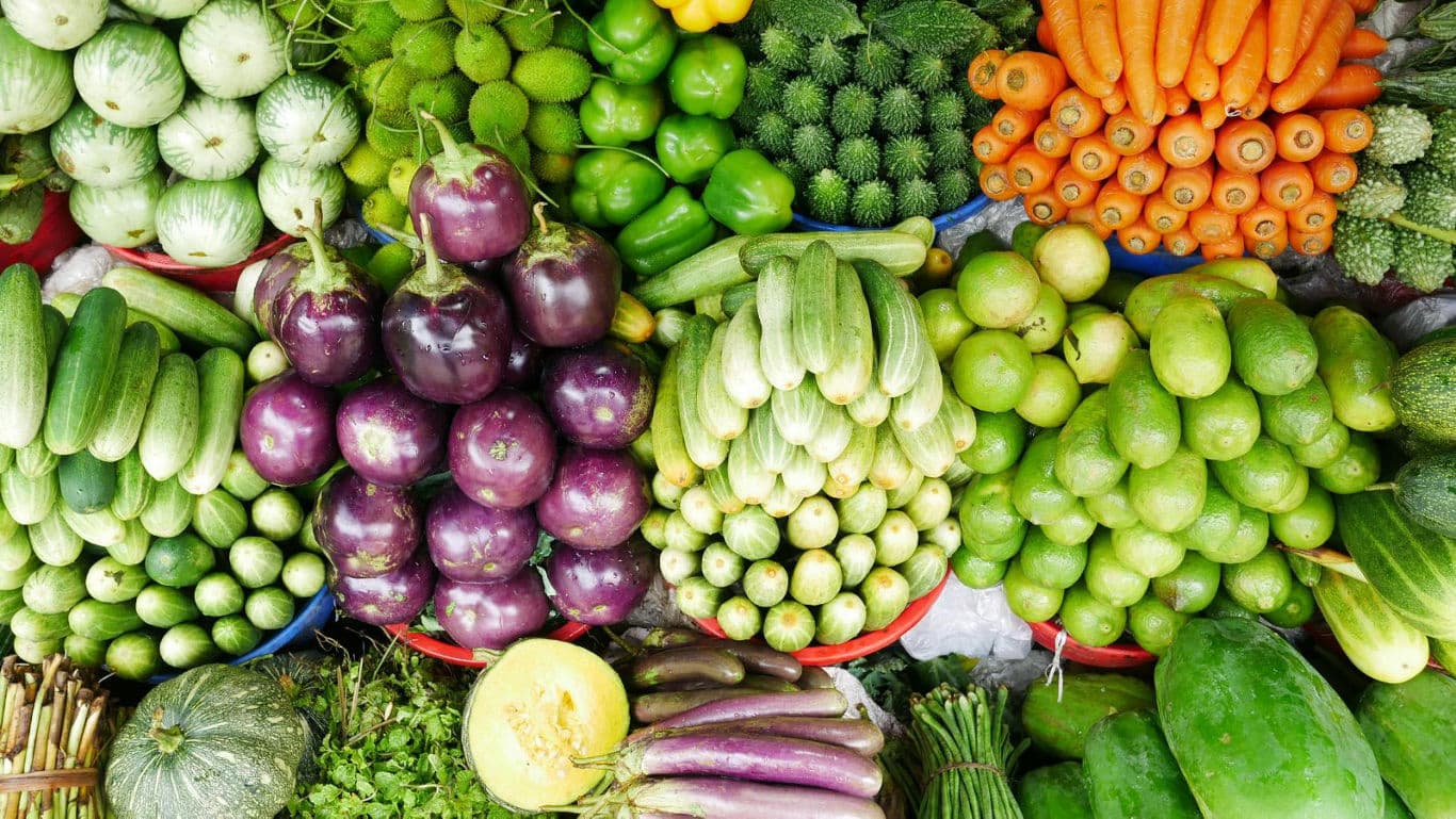 Fresh assortment of colorful vegetables