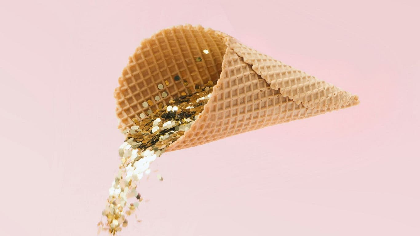 Waffle Cone with Glitter Spill