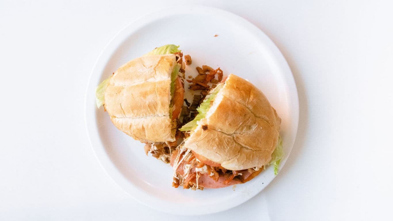 Fresh sandwich on white plate