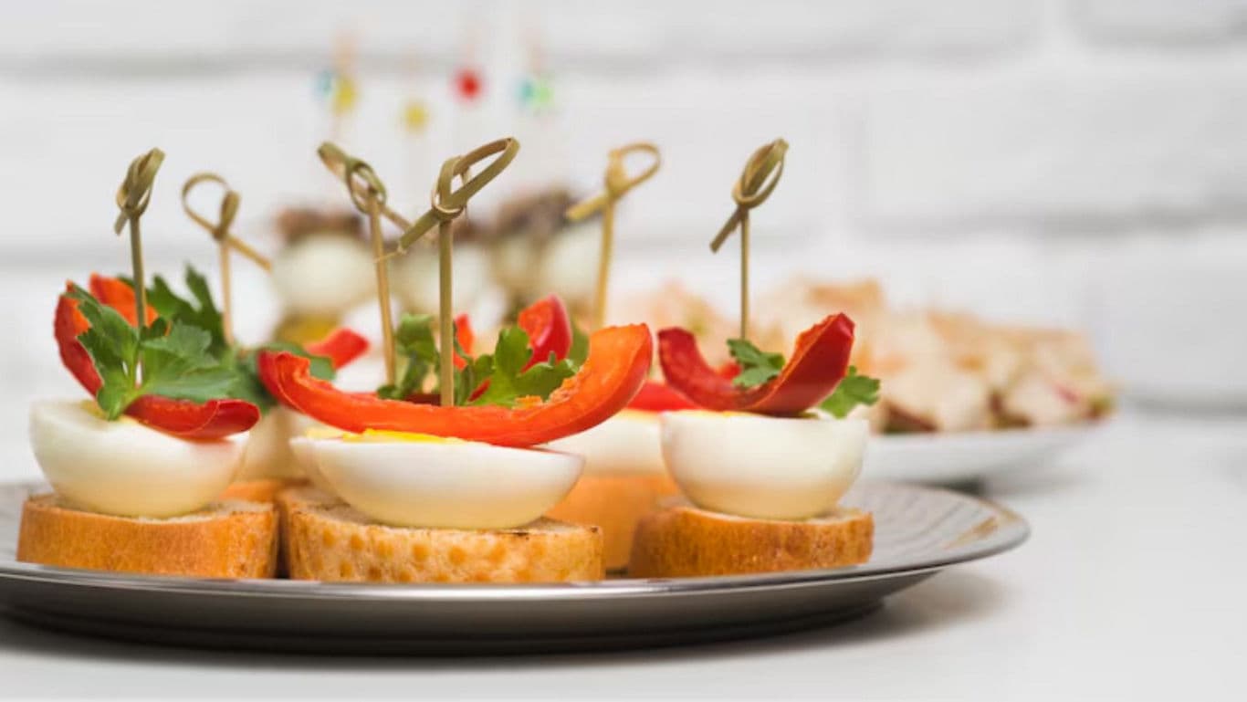 Appetizing Egg and Pepper Canapés