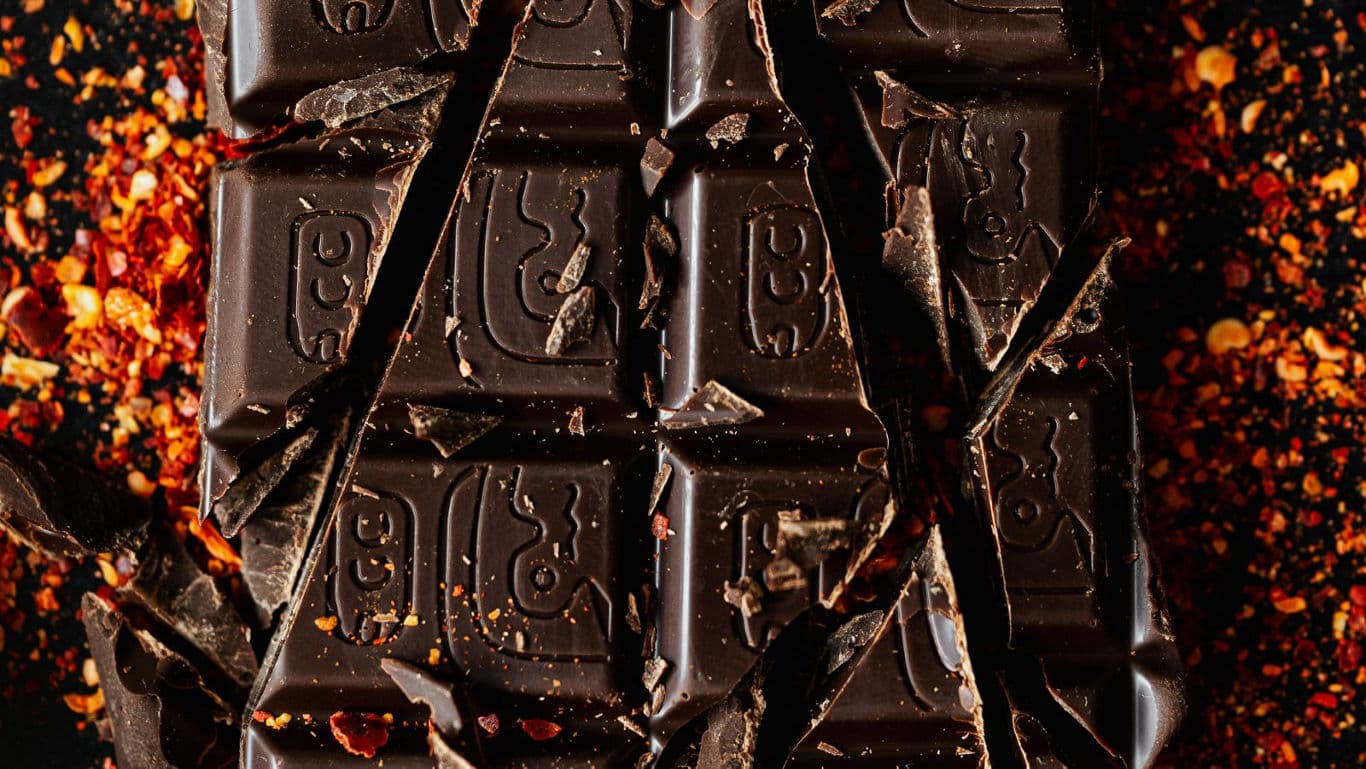 Dark chocolate with chili flakes