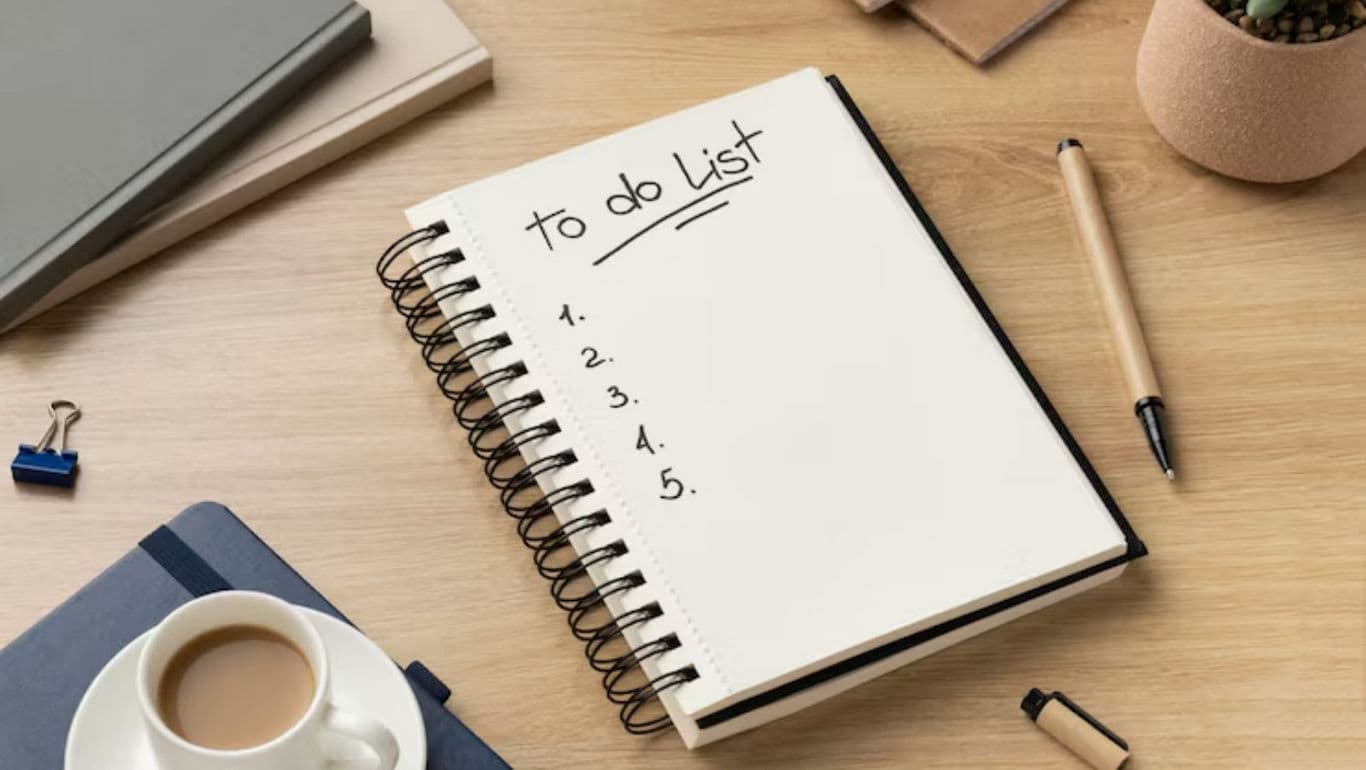Notebook with to-do list on desk